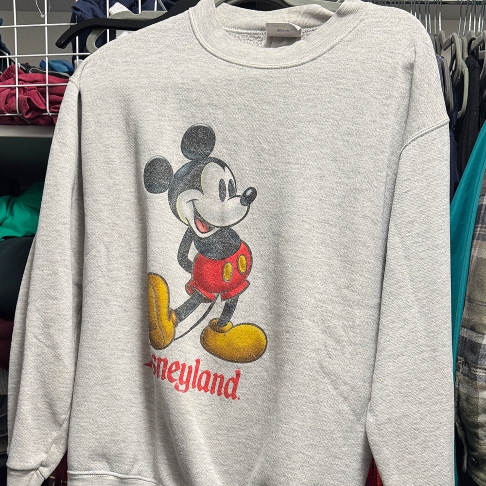 Disneyland Gray Crewneck Sweater with Mickey Mouse